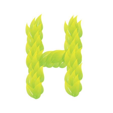 Green Leaves font. Vector illustration.Hのイラスト素材