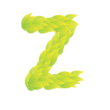 Green Leaves font. Vector illustration.Zのイラスト素材