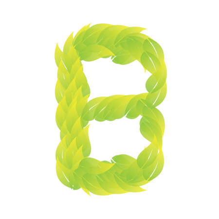 Green Leaves font. Vector illustration.Bのイラスト素材