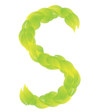 Green Leaves font. Vector illustration.Sのイラスト素材
