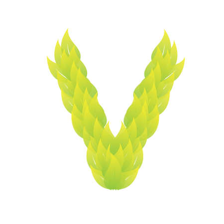 Green Leaves font. Vector illustration.vのイラスト素材