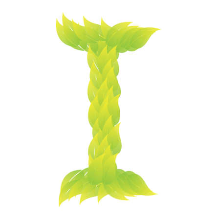 Green Leaves font. Vector illustration.Iのイラスト素材