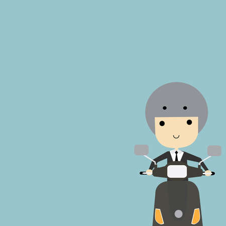 Business man going to work on motorcycleのイラスト素材