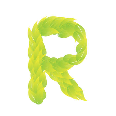 Green Leaves font. Vector illustration.Rのイラスト素材