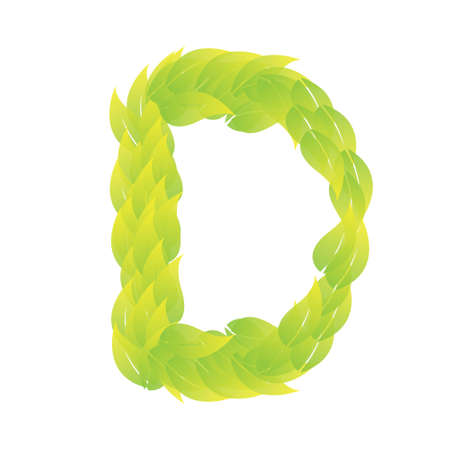 Green Leaves font. Vector illustration.Dのイラスト素材