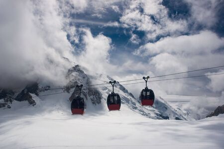 Gondola lifts over the の写真素材