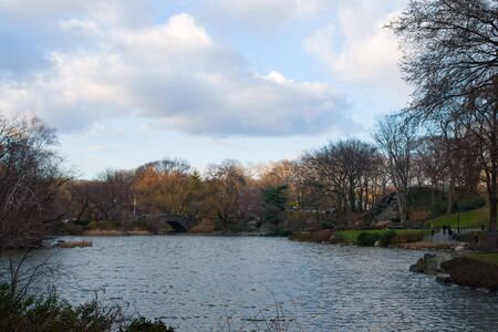 View of Central Park in New York. Gapstow bridge at the left of the image.