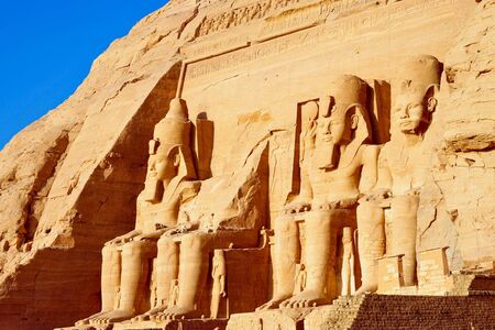Front side of Abu Simbel temple in Egyptの写真素材