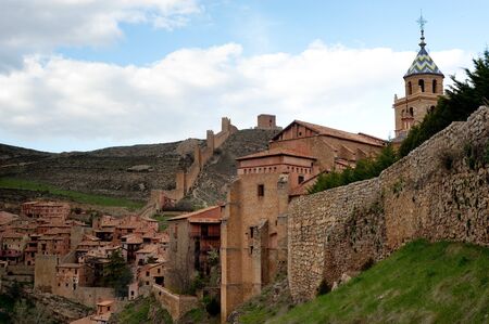 The medieval town of Albarracin, in Teruel, Spainの写真素材