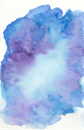 Watercolor blends on white colored paper. Wet pigment bleeds on white paper.の写真素材