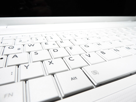 White laptop, close-up.