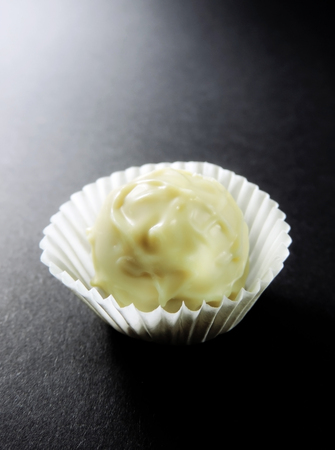 Chocolate truffle on blackの写真素材