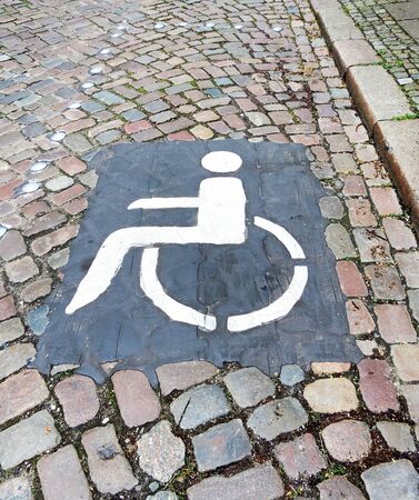 Disabled parking in a historic cityの写真素材