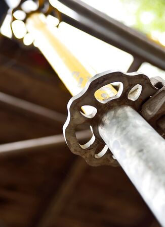 close-up of a scaffolding connection.
