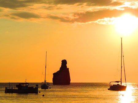 Sunset at Benirrás Beach, Ibizaの写真素材