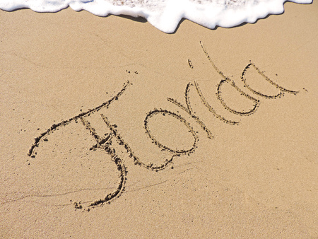 Florida writing in the sandの写真素材