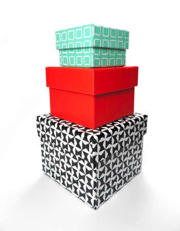 Gift Boxes with black and white pattern. Isolated on white.
