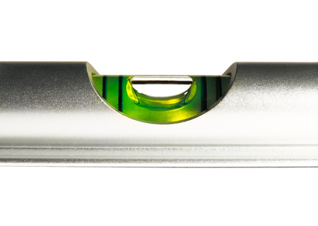 Liquid level, spirit level or water level, isolated on white background.