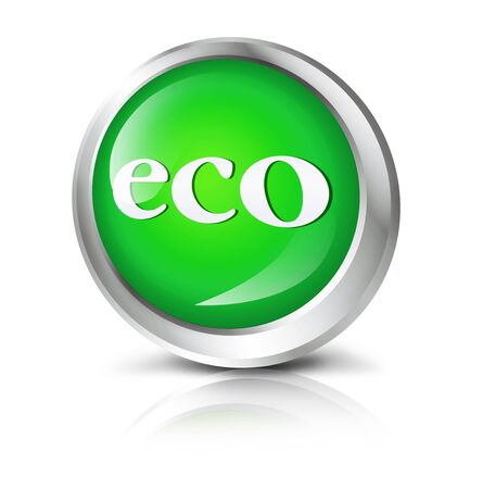 Glossy icon or button with eco symbol.の写真素材