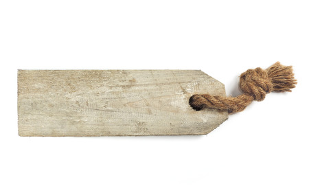 wooden signboard with copy space, isolated on white background.の写真素材