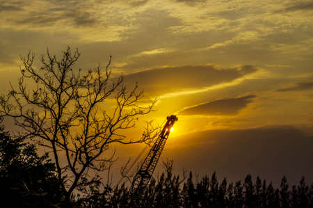 The evening sun at the mining pits.の写真素材