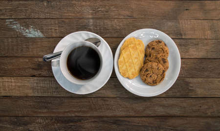 coffee cup and cookiesの写真素材