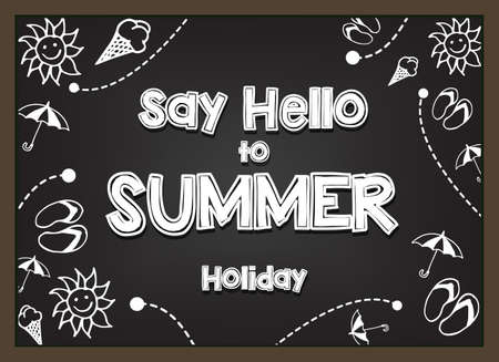 Vector illustration with hand drawn summer elements, symbol and objectのイラスト素材