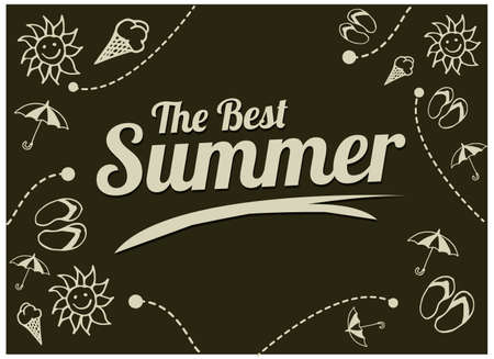 Vector illustration with hand drawn summer elements, symbol and objectのイラスト素材