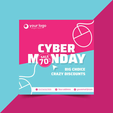 Cyber Monday banner square design templateのイラスト素材