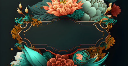 space frame for text with floral elements. background for greeting card, generative aiの素材
