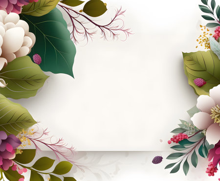 space frame for text with floral elements. background for greeting card, generative aiの素材