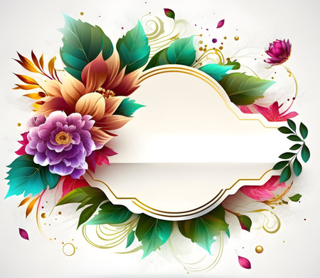 space frame for text with floral elements. background for greeting card, generative aiの素材
