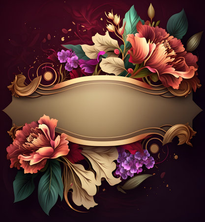 space frame for text with floral elements. background for greeting card, generative aiの素材
