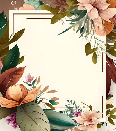 space frame for text with floral elements. background for greeting card, generative aiの素材