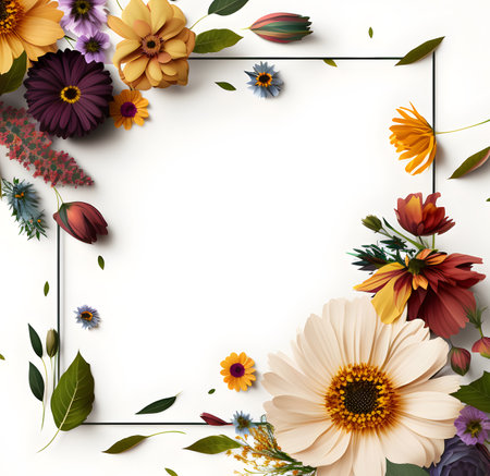 space frame for text with floral elements. background for greeting card, generative aiの素材