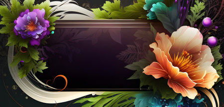 space frame for text with floral elements. background for greeting card, generative aiの素材
