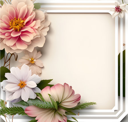 space frame for text with floral elements. background for greeting card, generative aiの素材