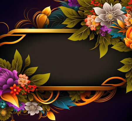 space frame for text with floral elements. background for greeting card, generative aiの素材