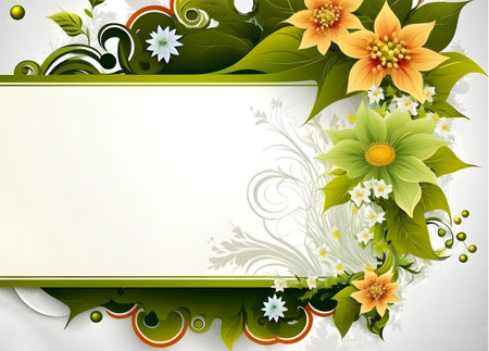 space frame for text with floral elements. background for greeting card, generative aiの素材