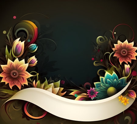 space frame for text with floral elements. background for greeting card, generative aiの素材