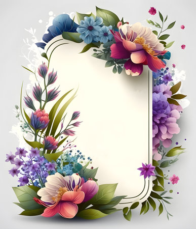 space frame for text with floral elements. background for greeting card, generative aiの素材