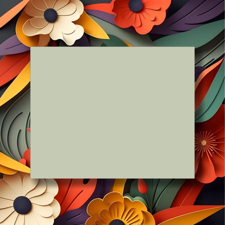 space frame for text with floral elements. paper art. generative aiの素材
