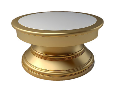 white and gold podium with modern shape. Realistic marble scene. podium pedestal for product presentation. Advertising, marketing. etc. generate aiの素材