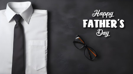 father's day greeting card, decorative shirt tie and glasses, generative aiの素材