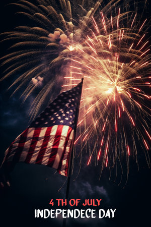 american flag background with fireworks decoration, USA independence day concept, generate aiの素材