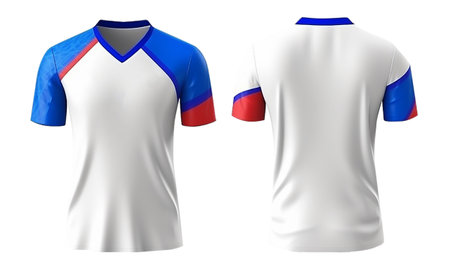 white and blue sports jersey mockup, front and back view, generative aiの素材
