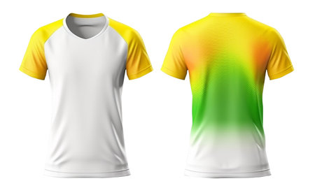 white and yellow sports jersey mockup, front and back view, generative aiの素材