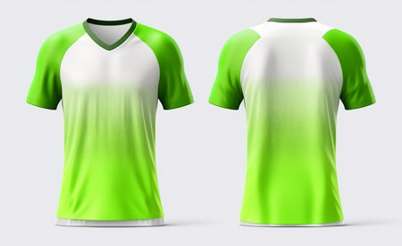 green and white sports jersey mockup, front and back view, generative aiの素材