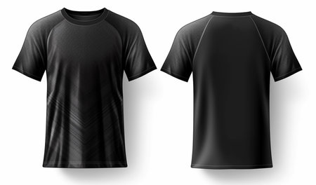 black sport shirt mockup with gray abstract pattern, front and back view, generative aiの素材