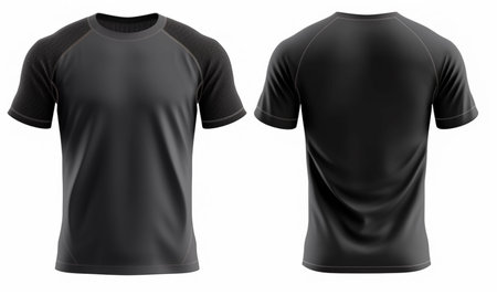 black sport shirt mockup, front and back view, generative aiの素材